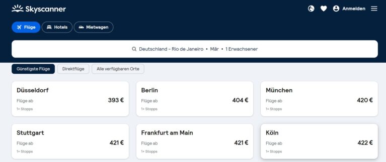 Skyscanner richtig nutzen